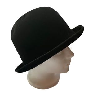 Boutique Black Velour Hat with Chin Strap